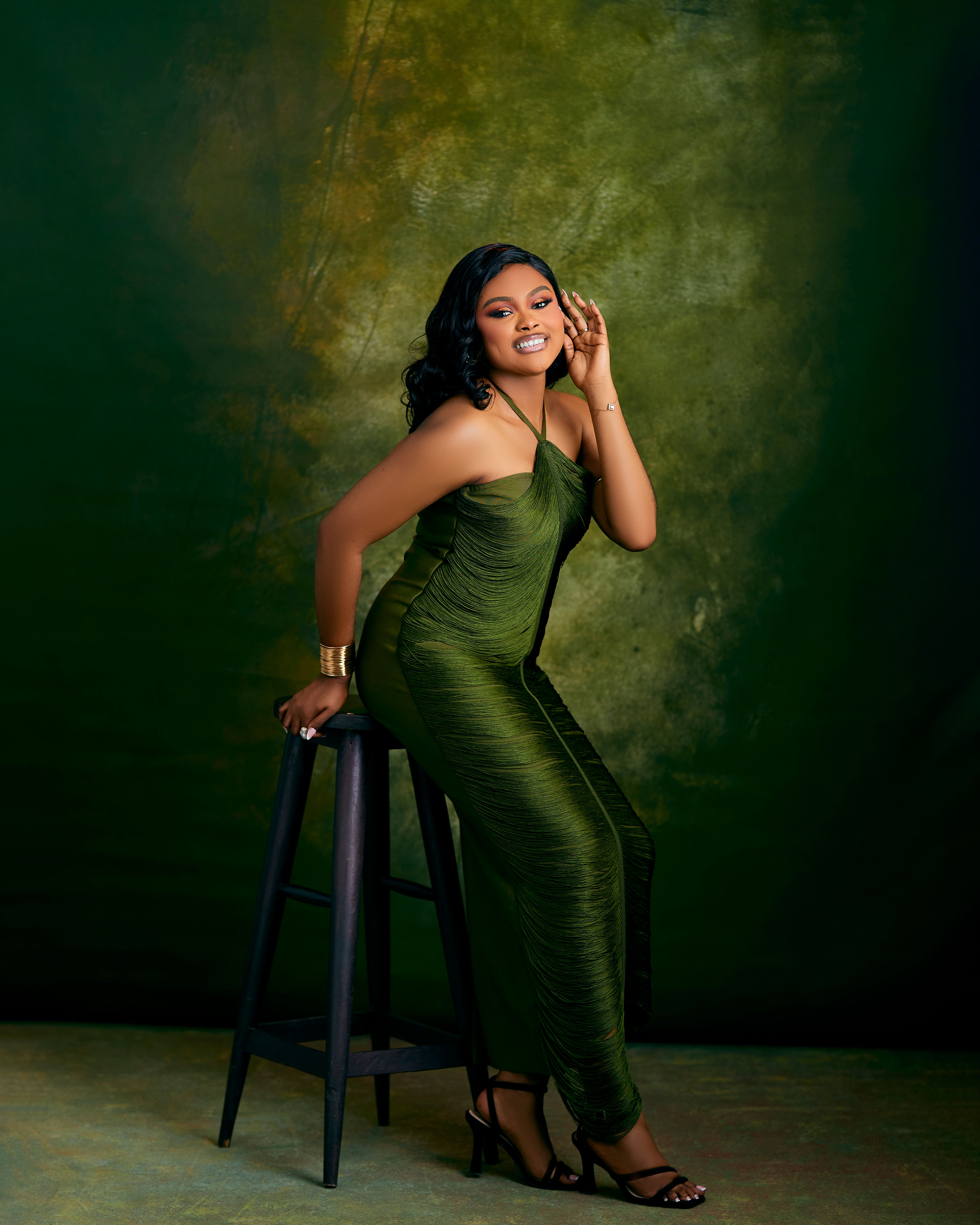 Forest green wrap dress