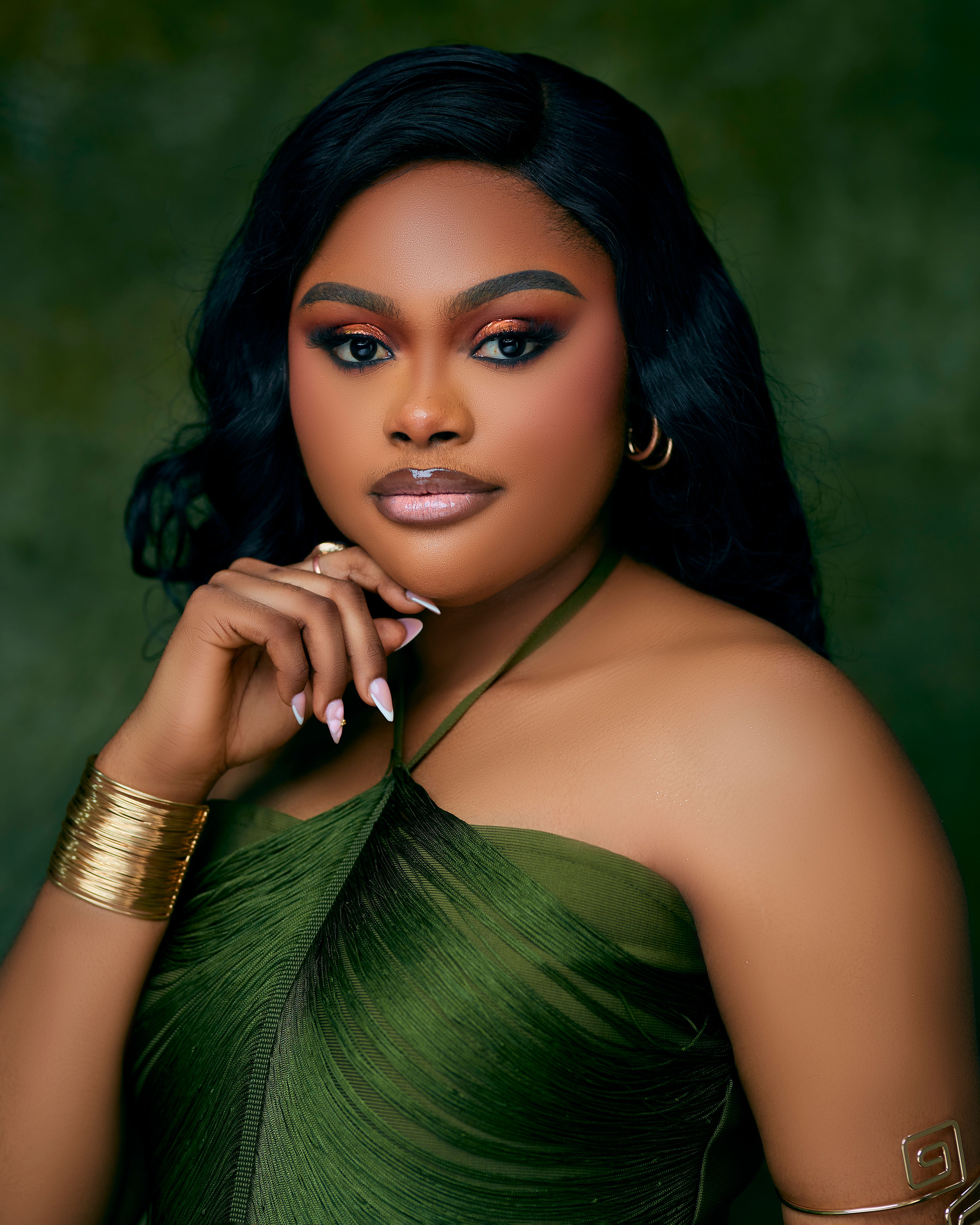 Elegant Portrait of Woman in Emerald Green Dress Free Stock Photo Elegant Portrait of Woman in Emerald Green Dress Free Stock Photo