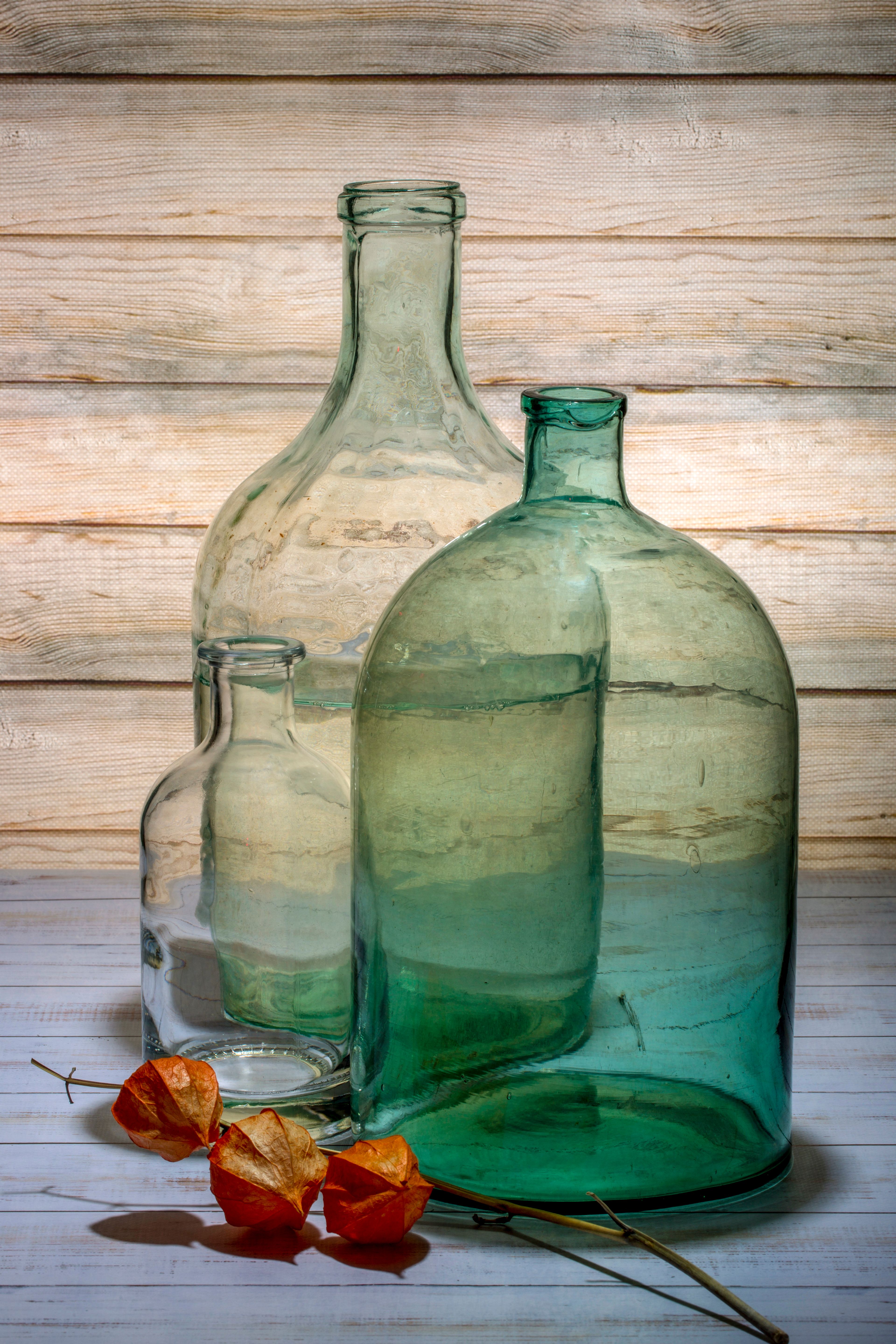 Artistic Still Life with Vintage Glass Bottles · Free Stock Photo