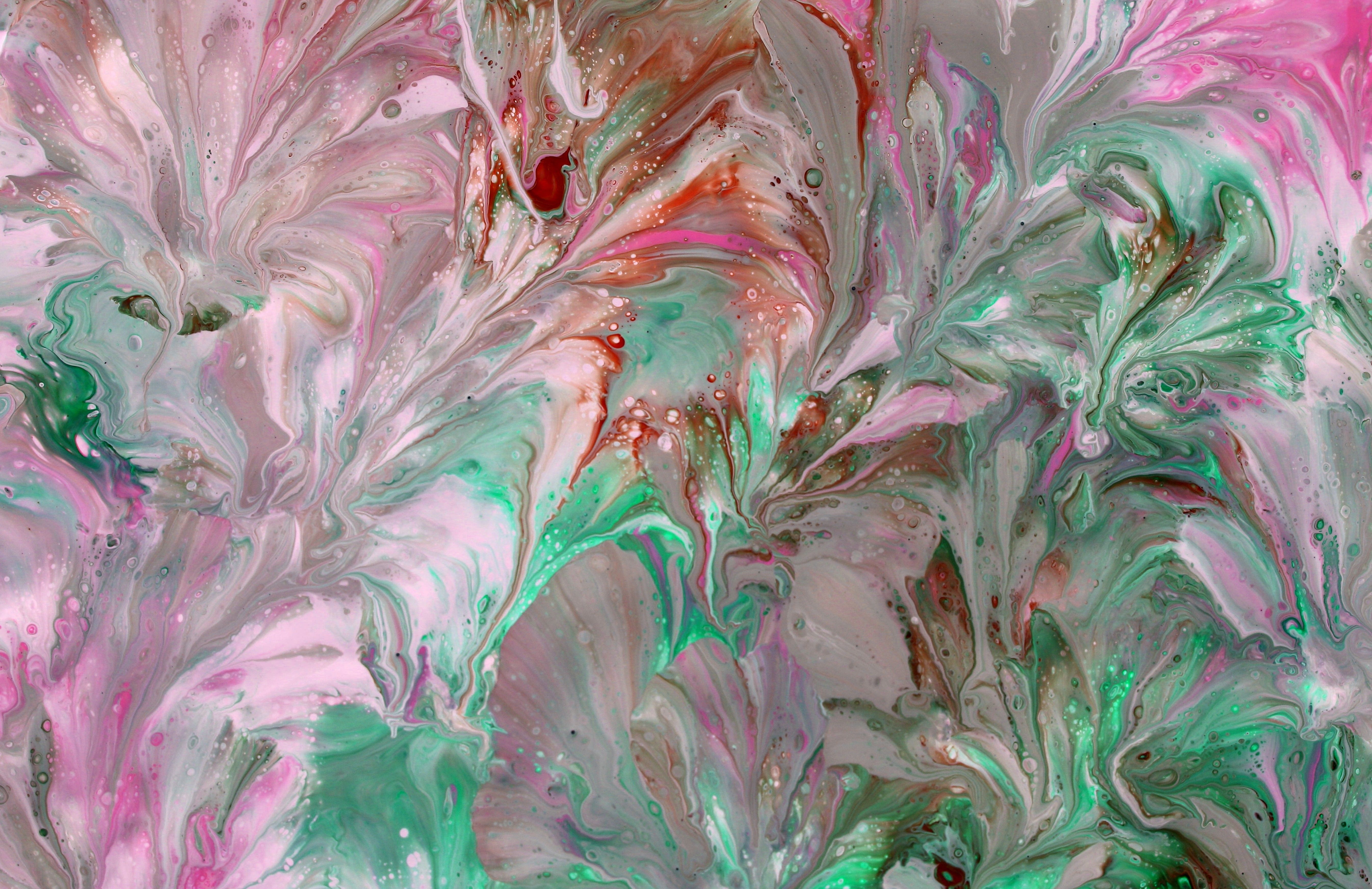 Colorful Abstract Fluid Art with Pink and Green Swirls · Free Stock Photo