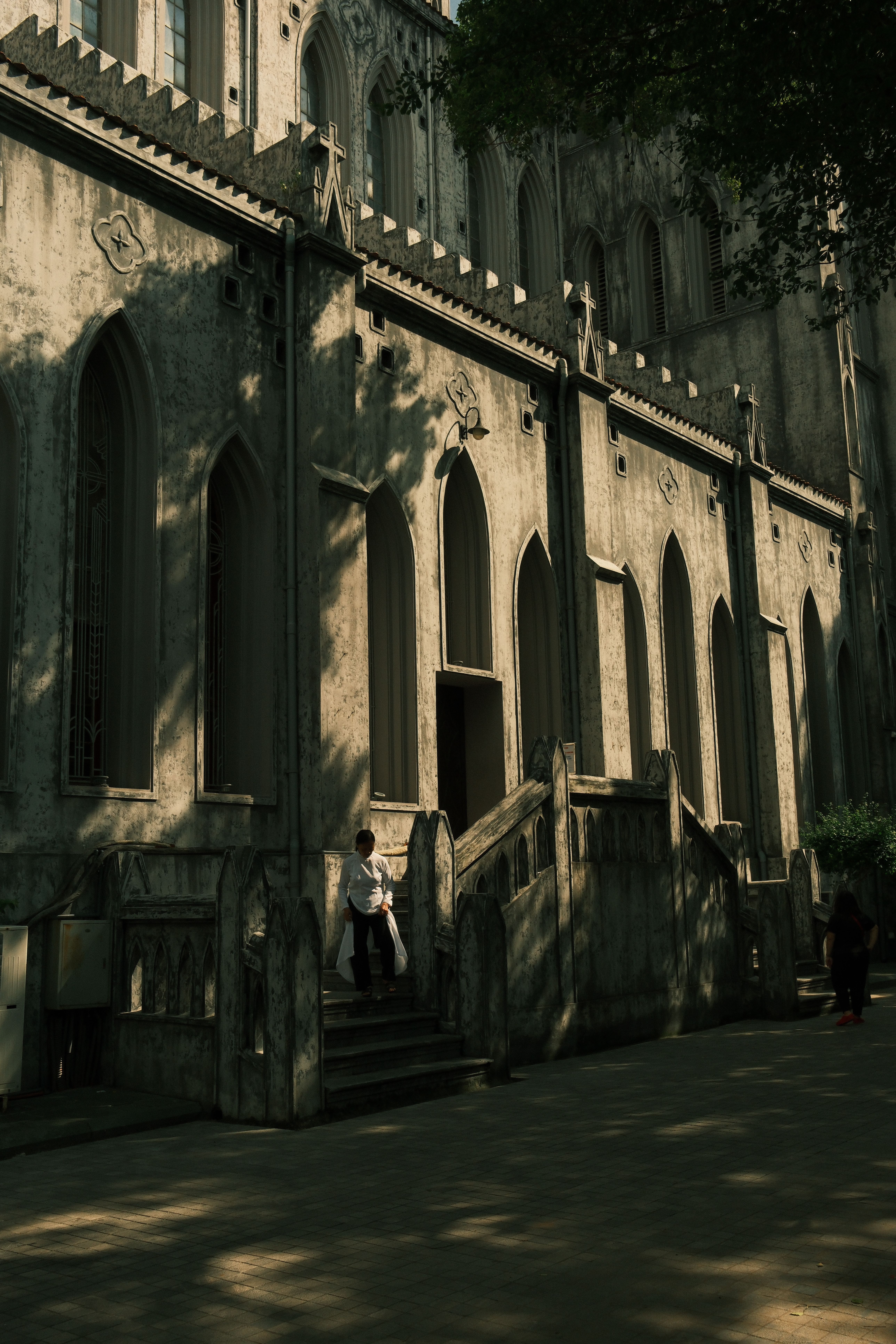 Gothic architecture building with shadows in Cape Town, Western Cape.
