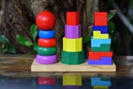Colorful Wooden Stacking Toys Outdoors