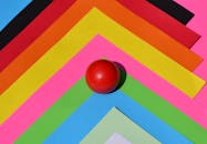 Colorful Geometry with Red Ball on Paper