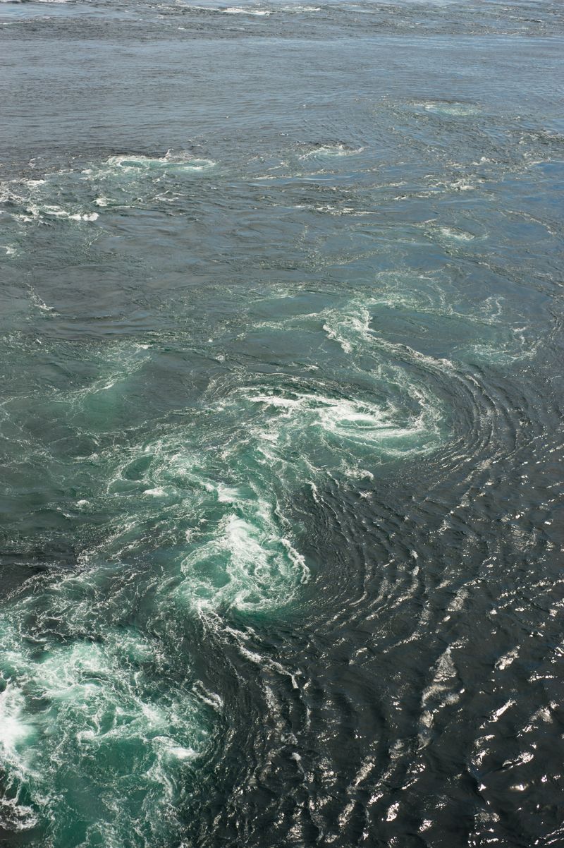 The Naruto whirlpools: powerful swirling ocean currents in the strait between Awaji Island and Shikoku, Tokushima