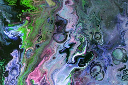 Abstract fluid art with vibrant marble patterns in blue, green, and pink hues.
