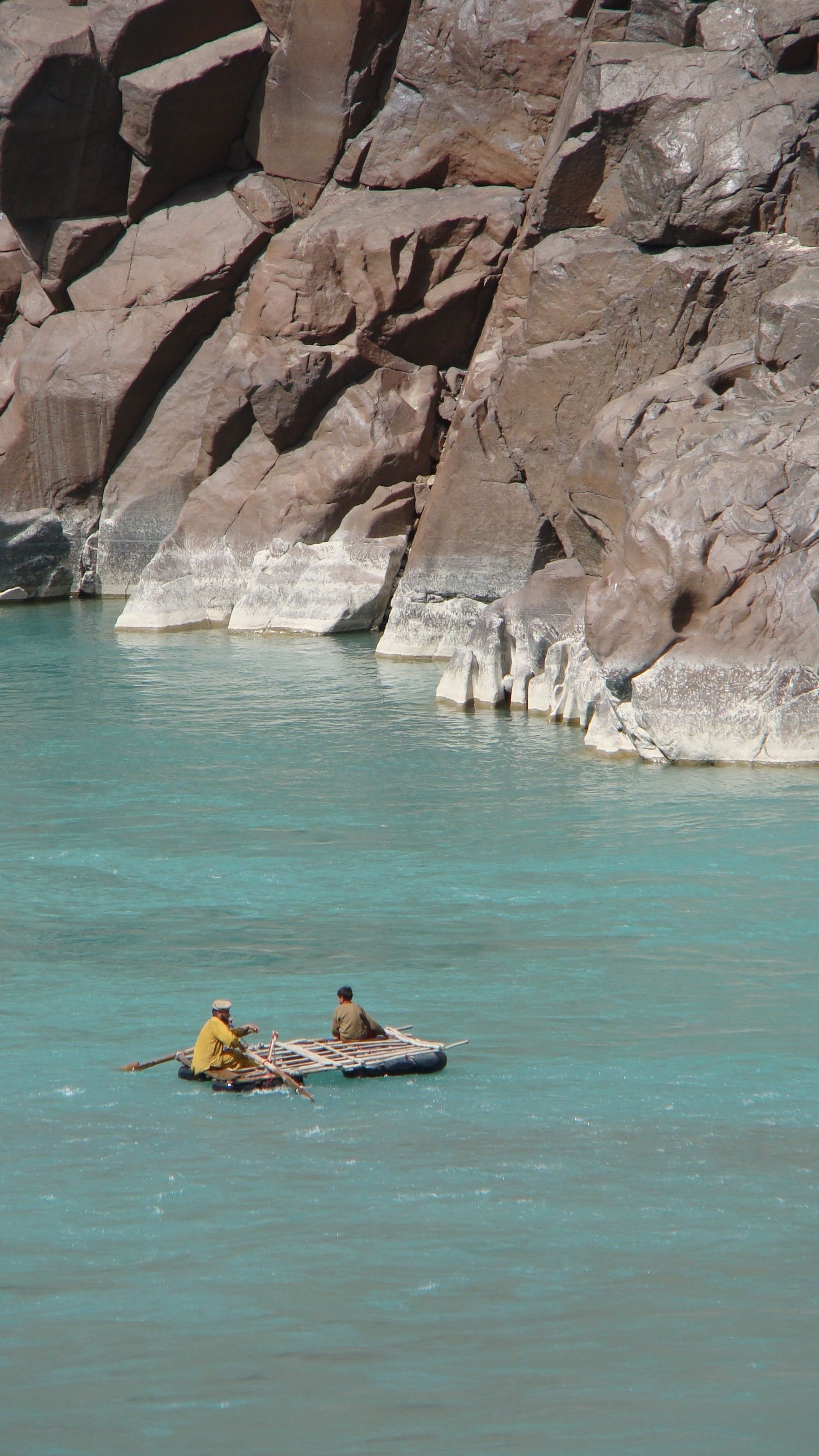 Rafters Navigating Turquoise Waters in Pakistan Mountain Valley · Free ...