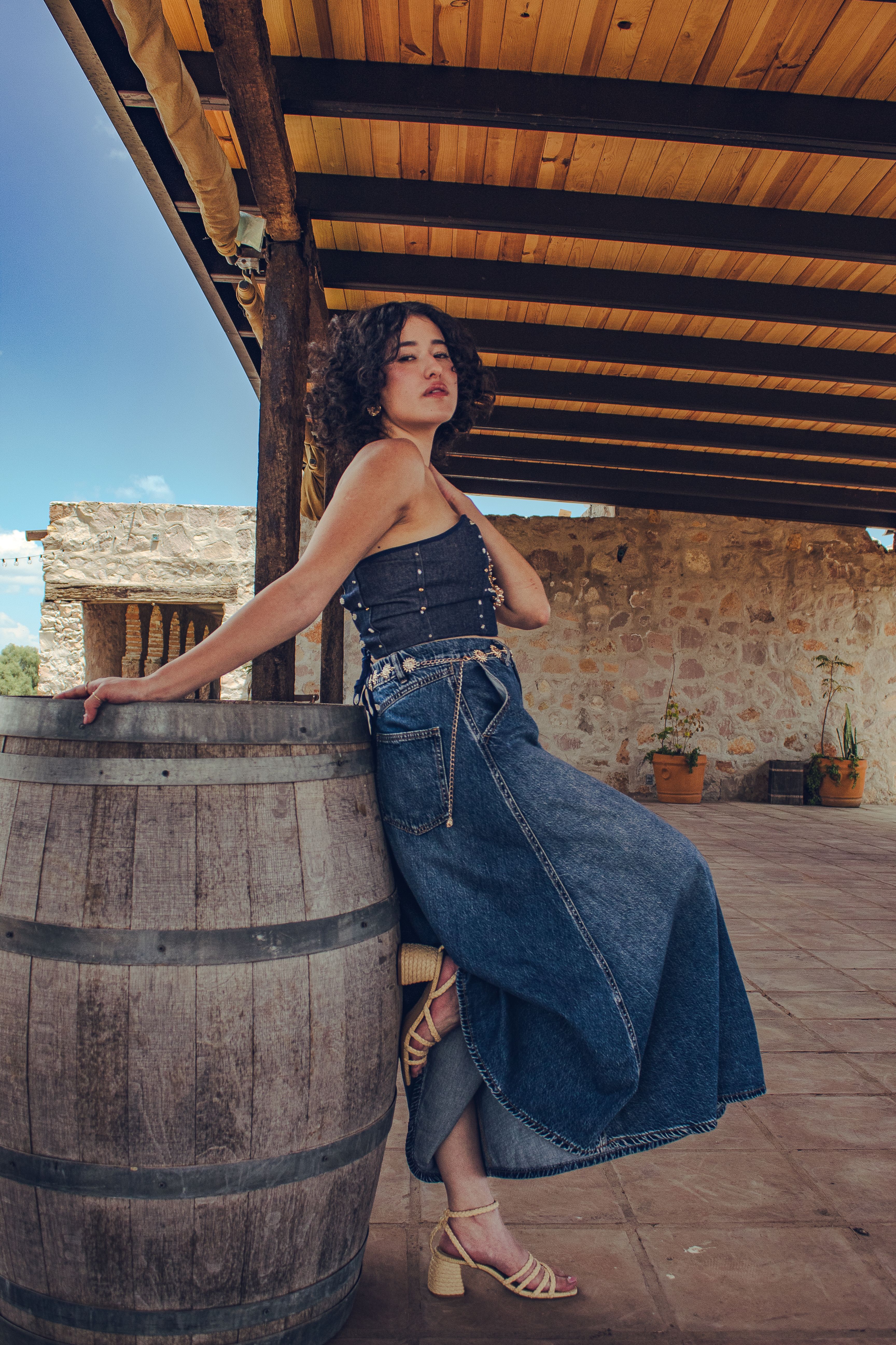 Saia Jeans Longa