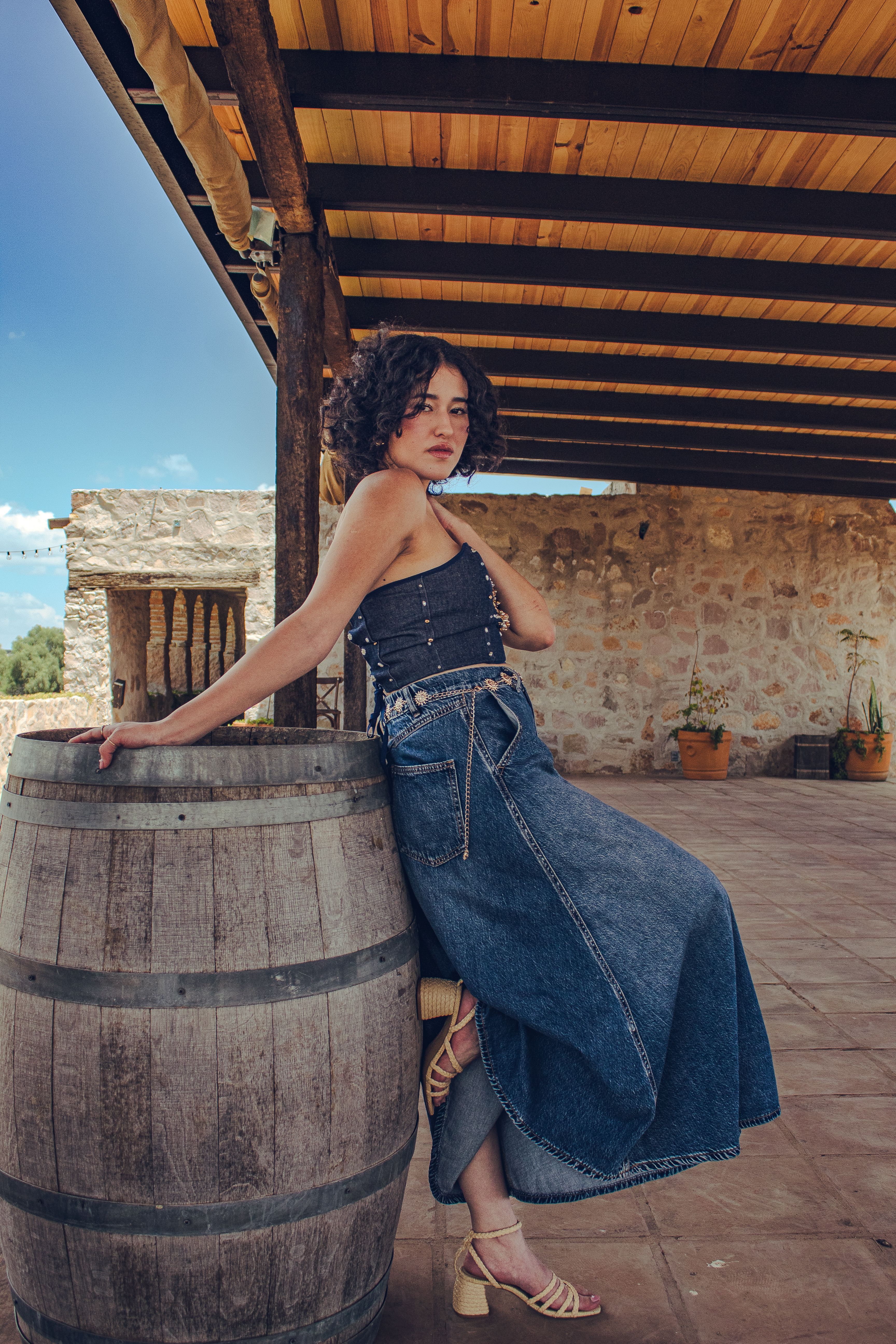 Saia Jeans Longa