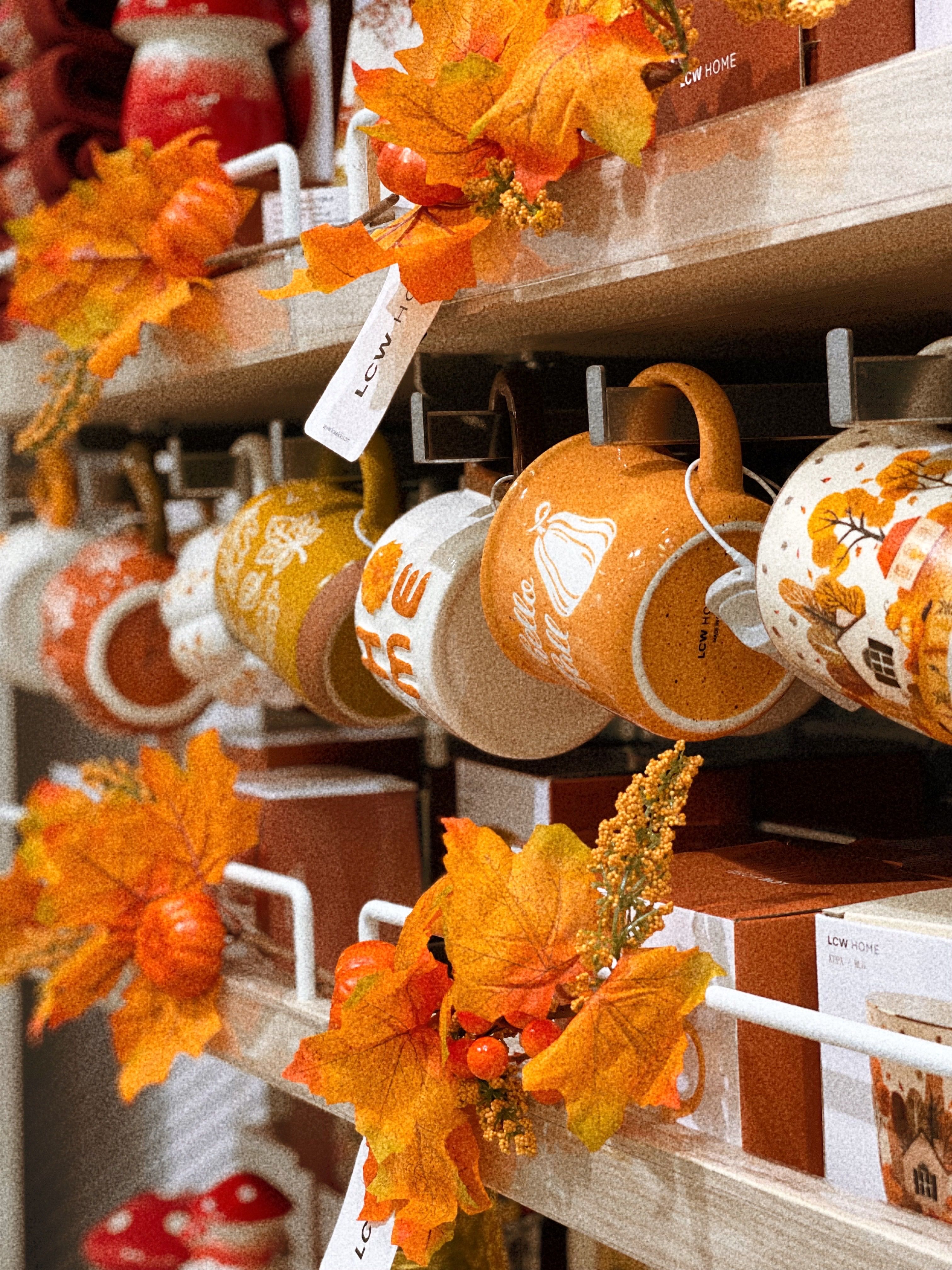 Seasonal fall mini pumpkins displayed on a dollar tree coffee bar design