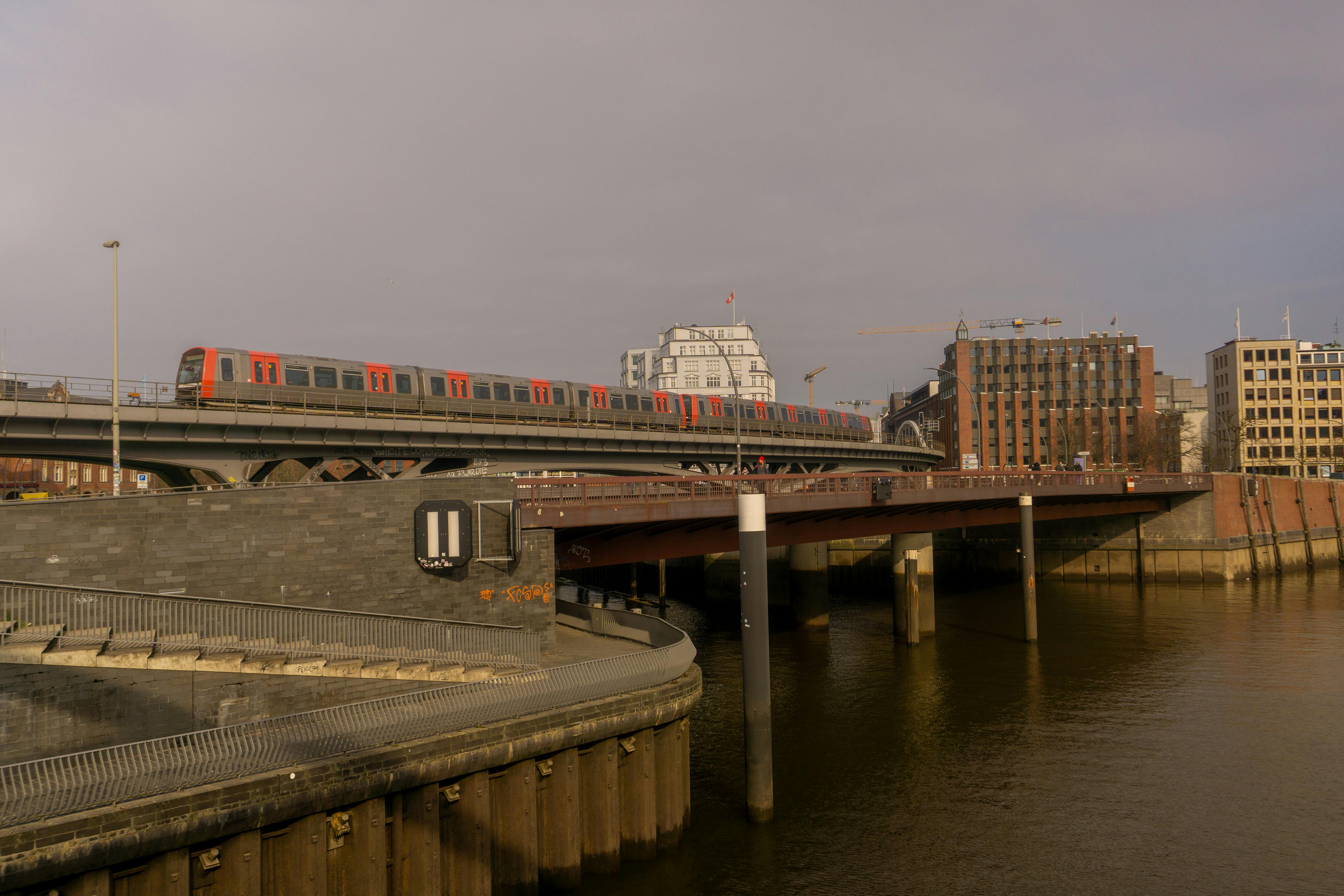Aerial view of Hamburg cityscape showing urban landscape and architecture