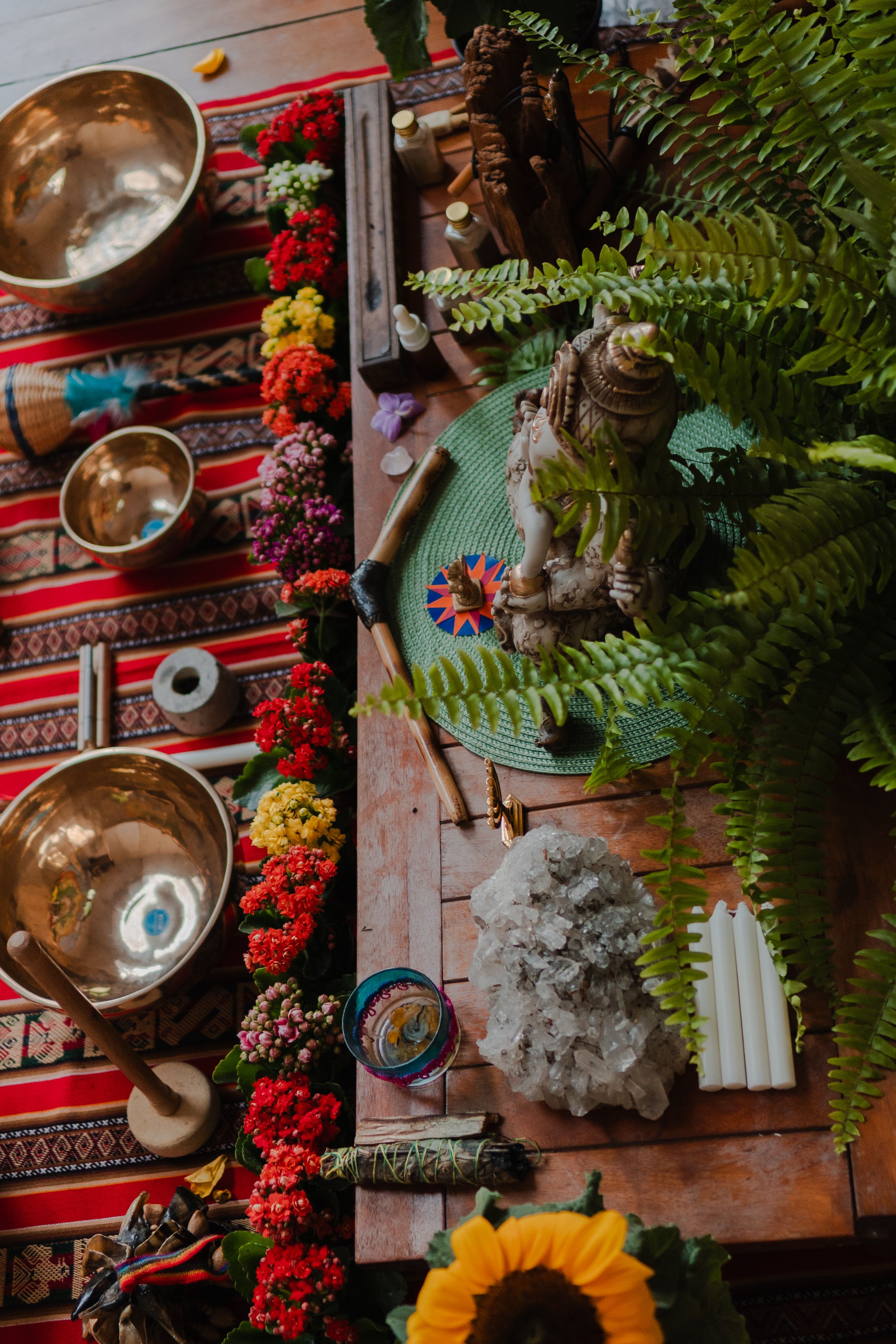 Spiritual Ritual Altar with Crystals and Offerings · Free Stock Photo