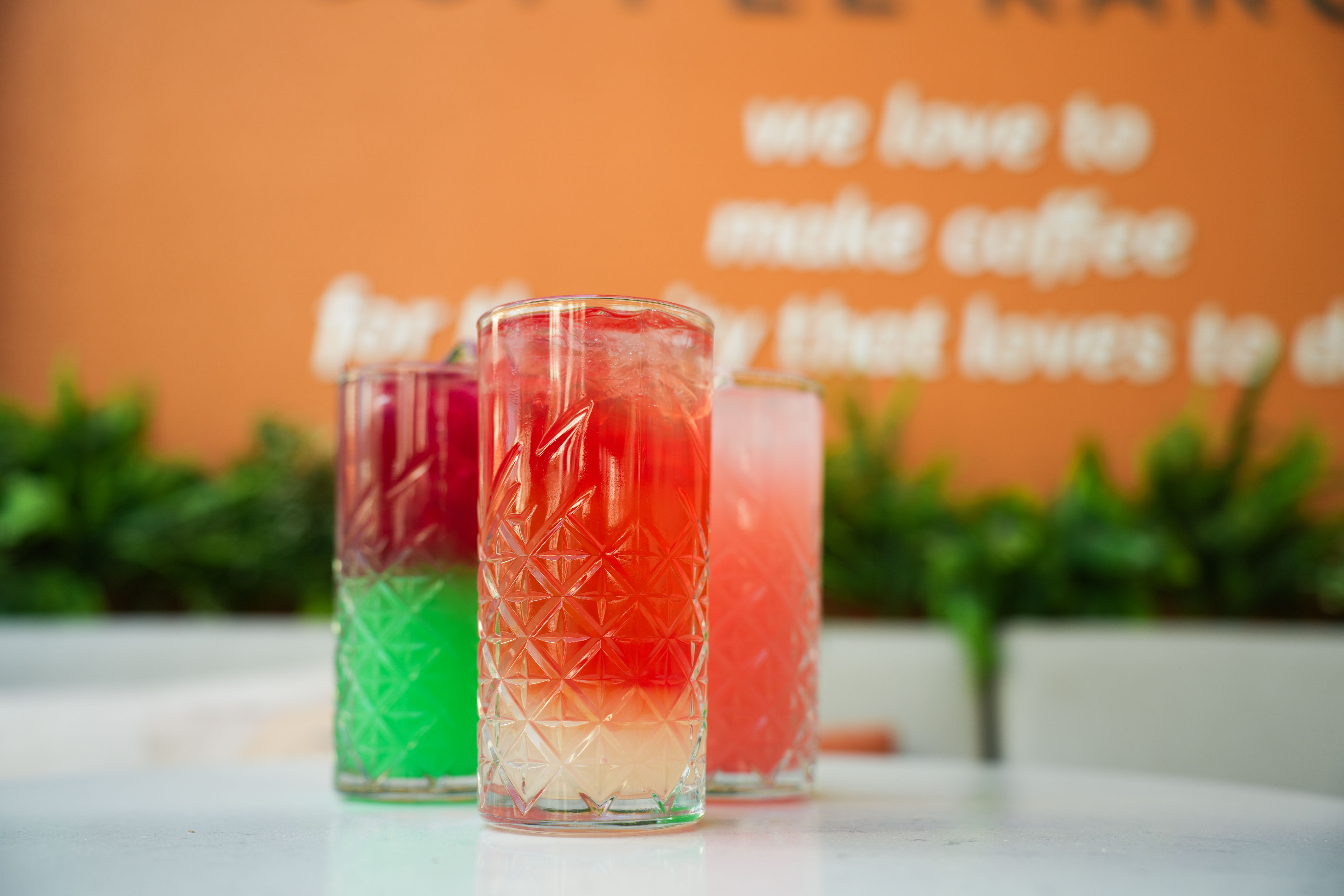 colorful cocktails on a table