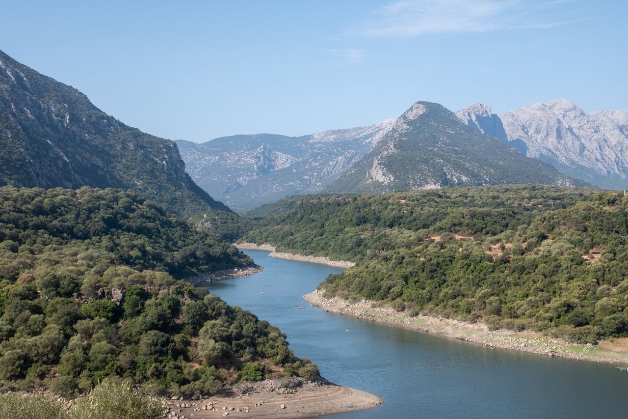 A stunning view of a green valley and river in Sardinia, Italy, perfect for nature lovers.
