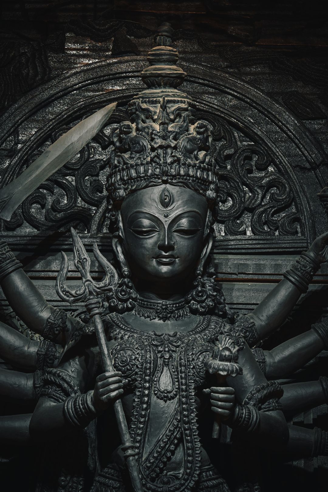 Intricate Durga idol sculpture in Kolkata