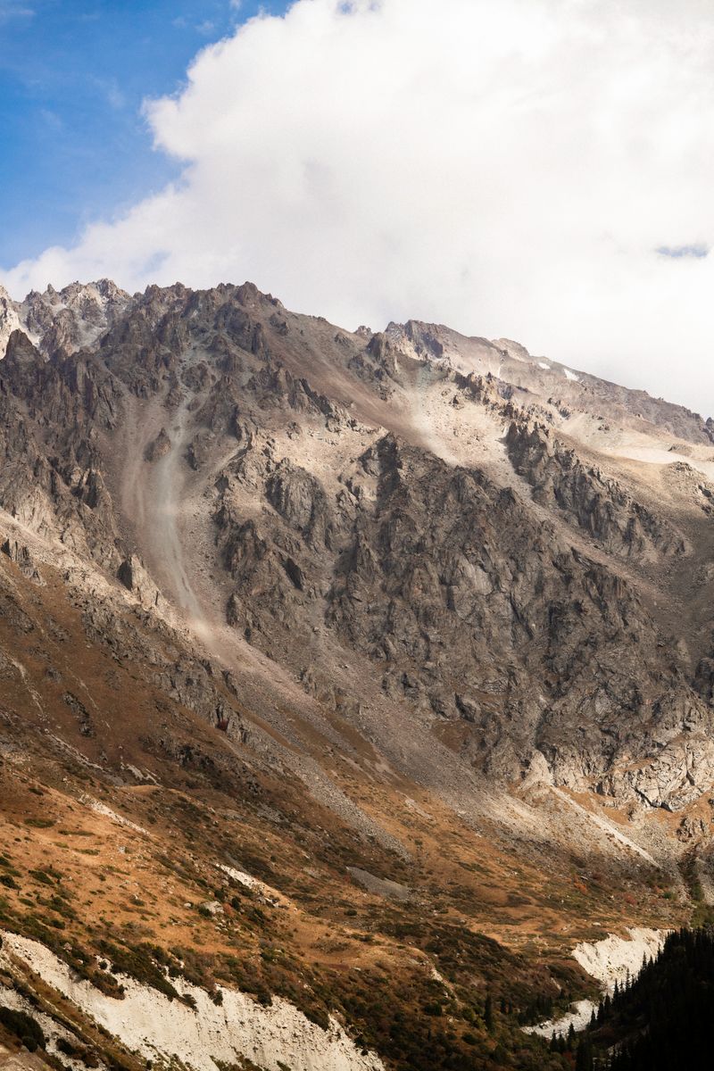 Stunning high-altitude mountain range in Kyrgyzstan on a clear day.