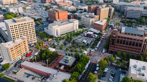 Free Vibrant aerial shot of a bustling festival in downtown Chattanooga, Tennessee. Stock Photo
