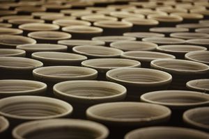 Rows of thrown pots before firing — Soumyojit Sinha on Pexels