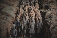 Terracotta Warriors excavation site in Xi'an, showcasing the ancient sculptures in detail.
