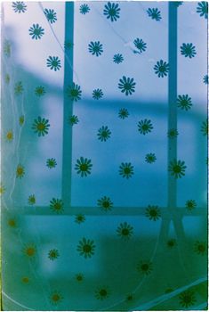 Artistic shot of floral patterned window film, showcasing analog film grain and aesthetic.. artistic, shot, floral