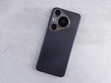 A modern smartphone showcasing a sleek design on a minimalist background.