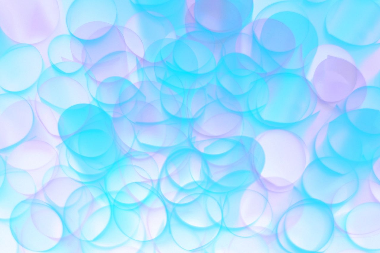 abstract image featuring pastel bubbles in calming blue and purple hue