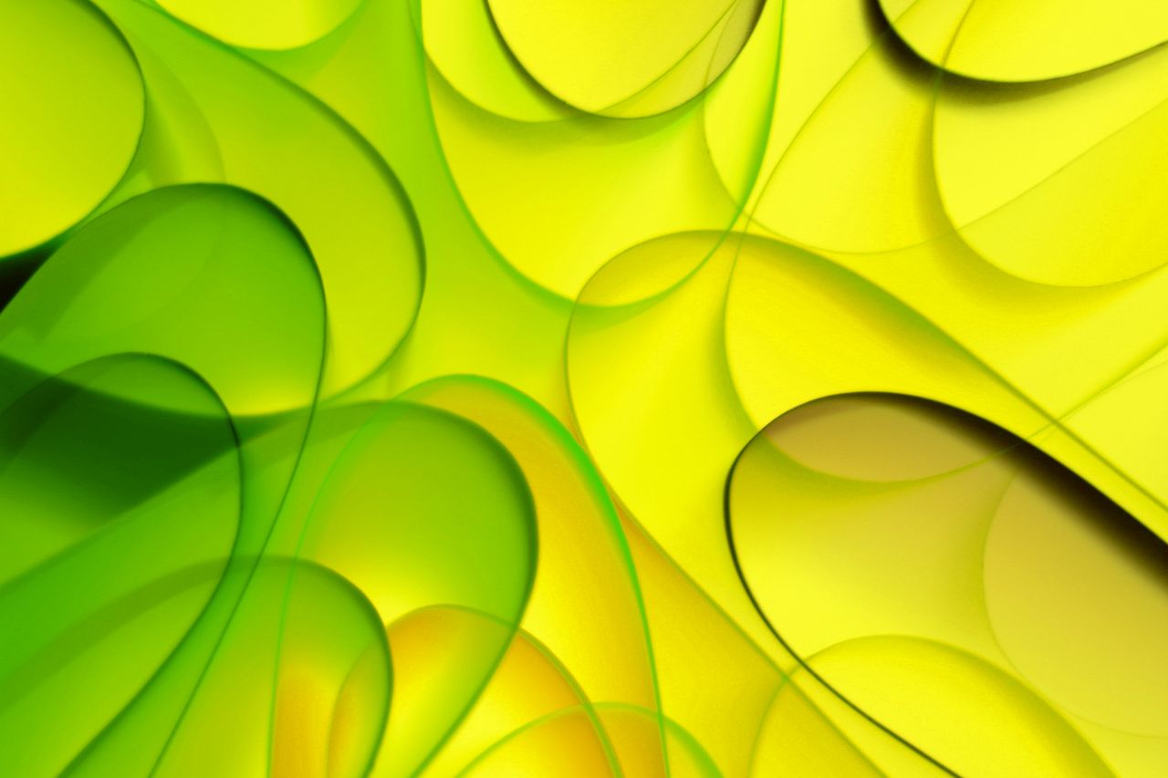 dynamic abstract design in yellow and green hues with flowing shapes