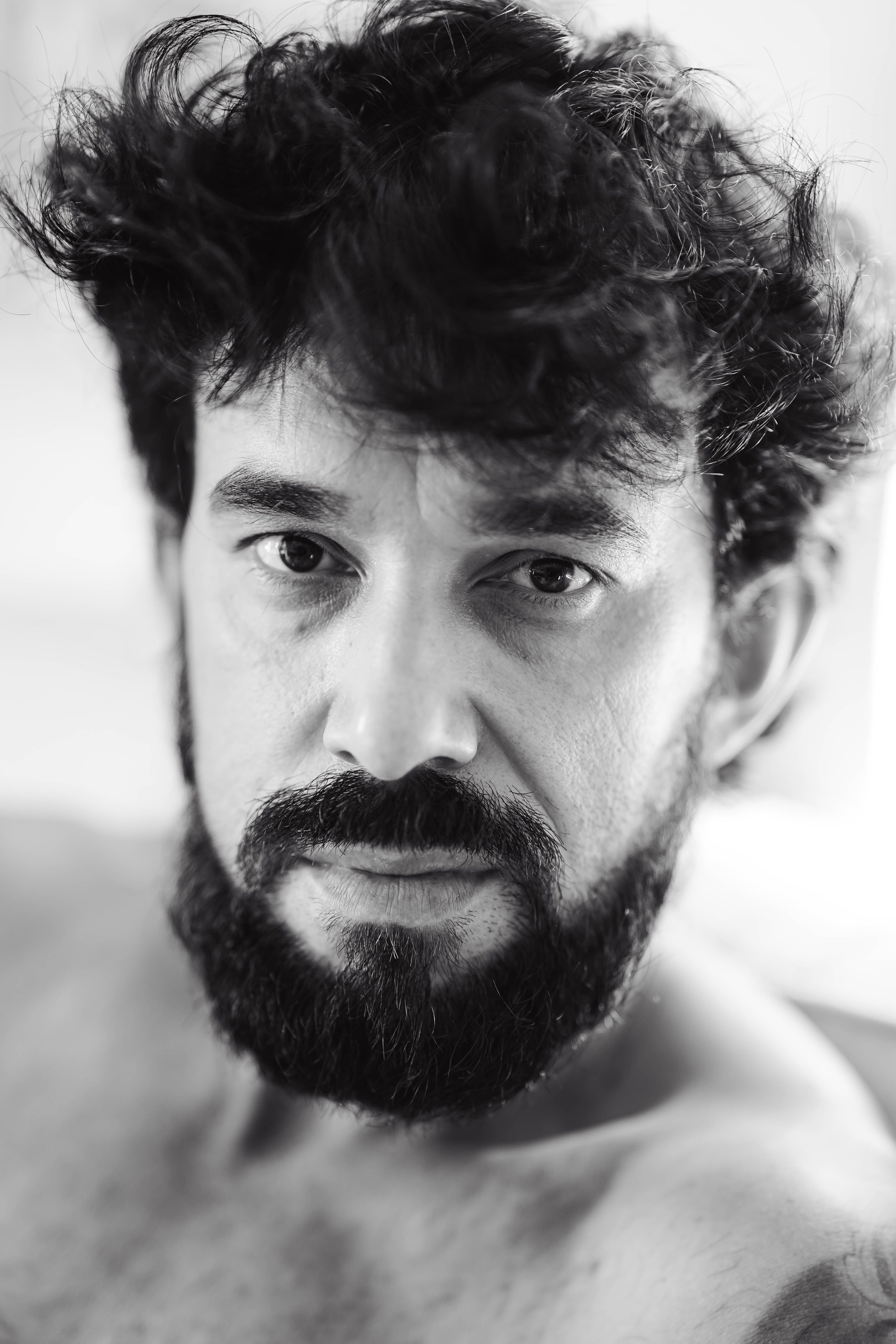 Black and White Portrait of Bearded Man · Free Stock Photo