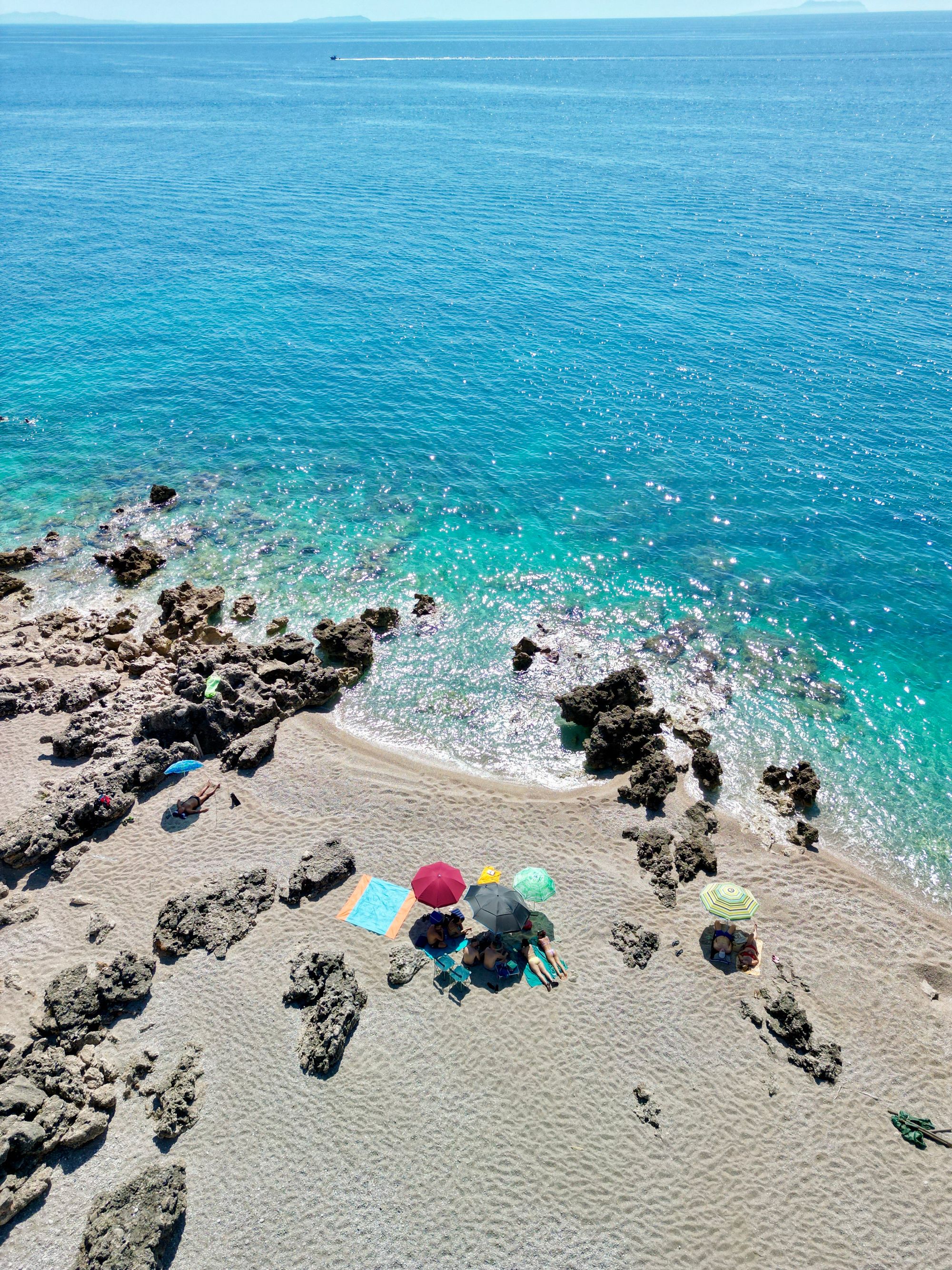 Editorial aerial view of Palasë and Dhërmi on the Albanian Riviera