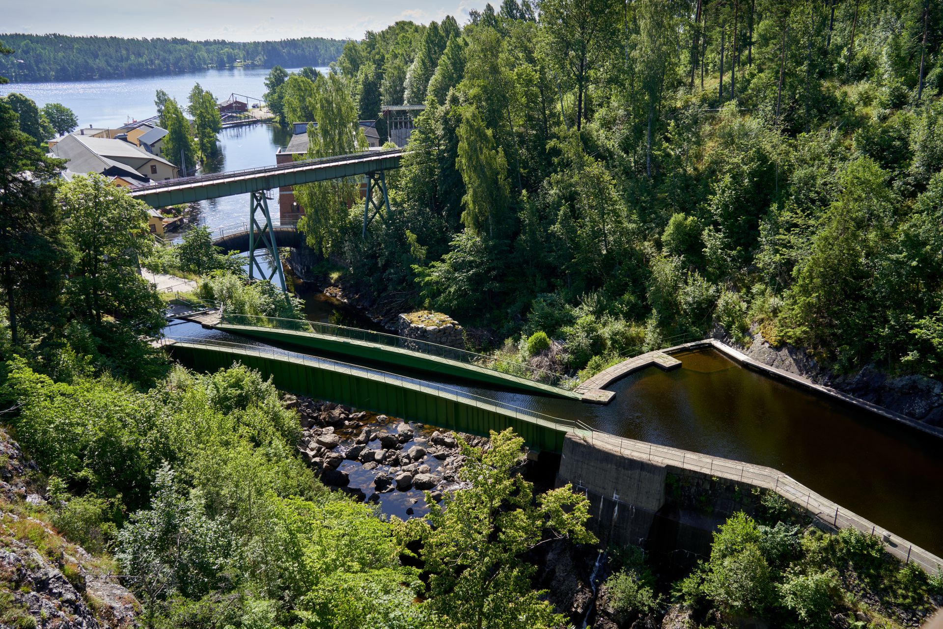 Breathtaking View at High Point of Dalsland Canal Route - Aqueduct in Håverud, Sweden Attracting Tourists