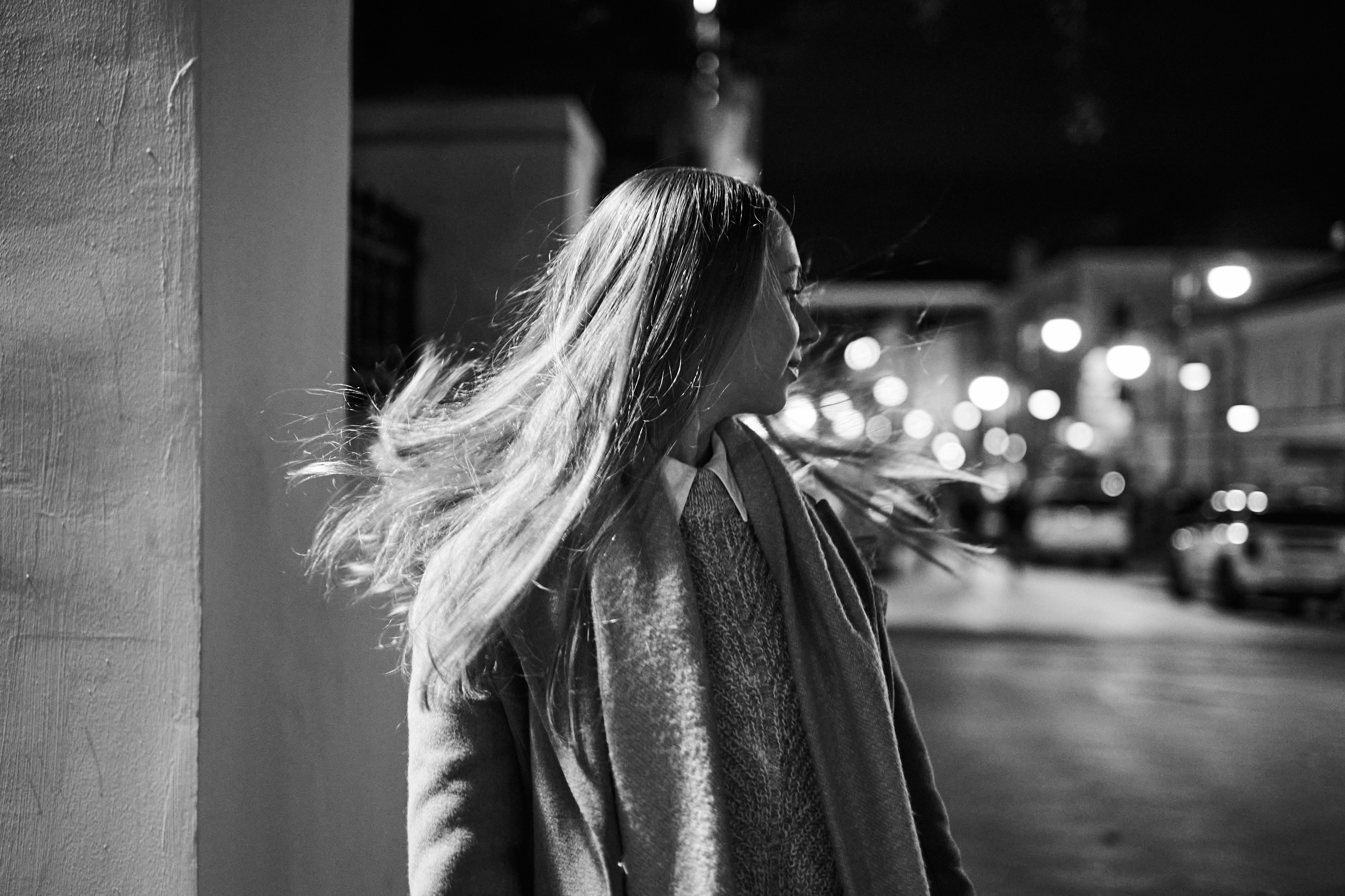 Nighttime Street Portrait of a Woman · Free Stock Photo