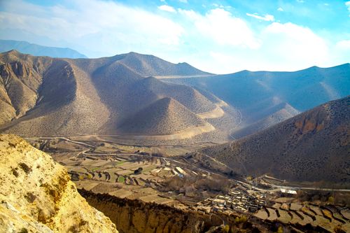 Free Breathtaking landscape of Lo Manthang, Nepal, showcasing rolling hills and valleys. Stock Photo