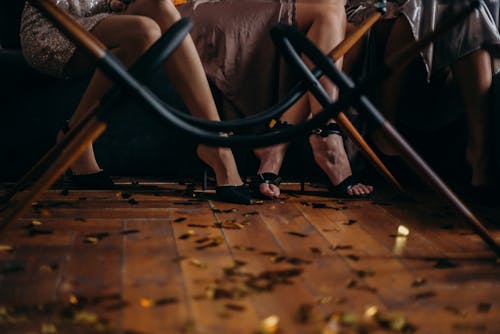 Free Person Wearing Black Sandals Stock Photo