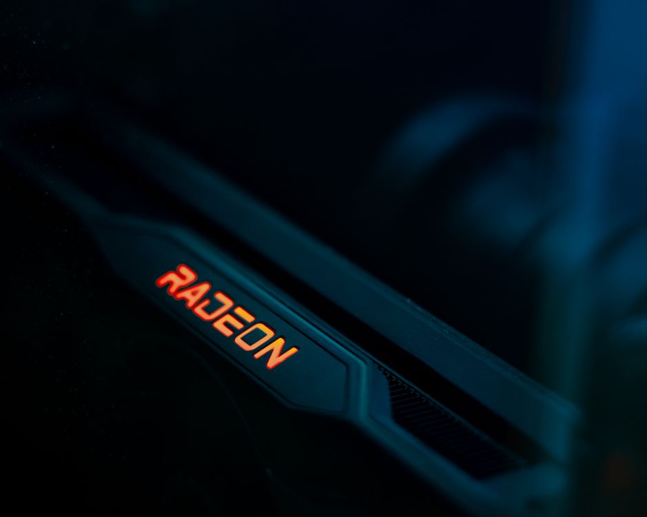 Close-up of Radeon Graphics Card in Blue Light · Free Stock Photo
