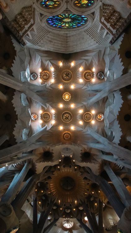 Intricate Ceiling of Sagrada Familia in Barcelona · Free Stock Photo