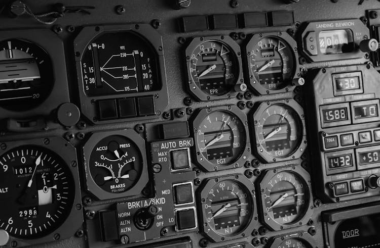 Gray Airplane Control Panel