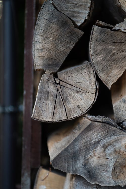 Free Detailed shot of stacked firewood logs showcasing natural textures and patterns. Stock Photo
