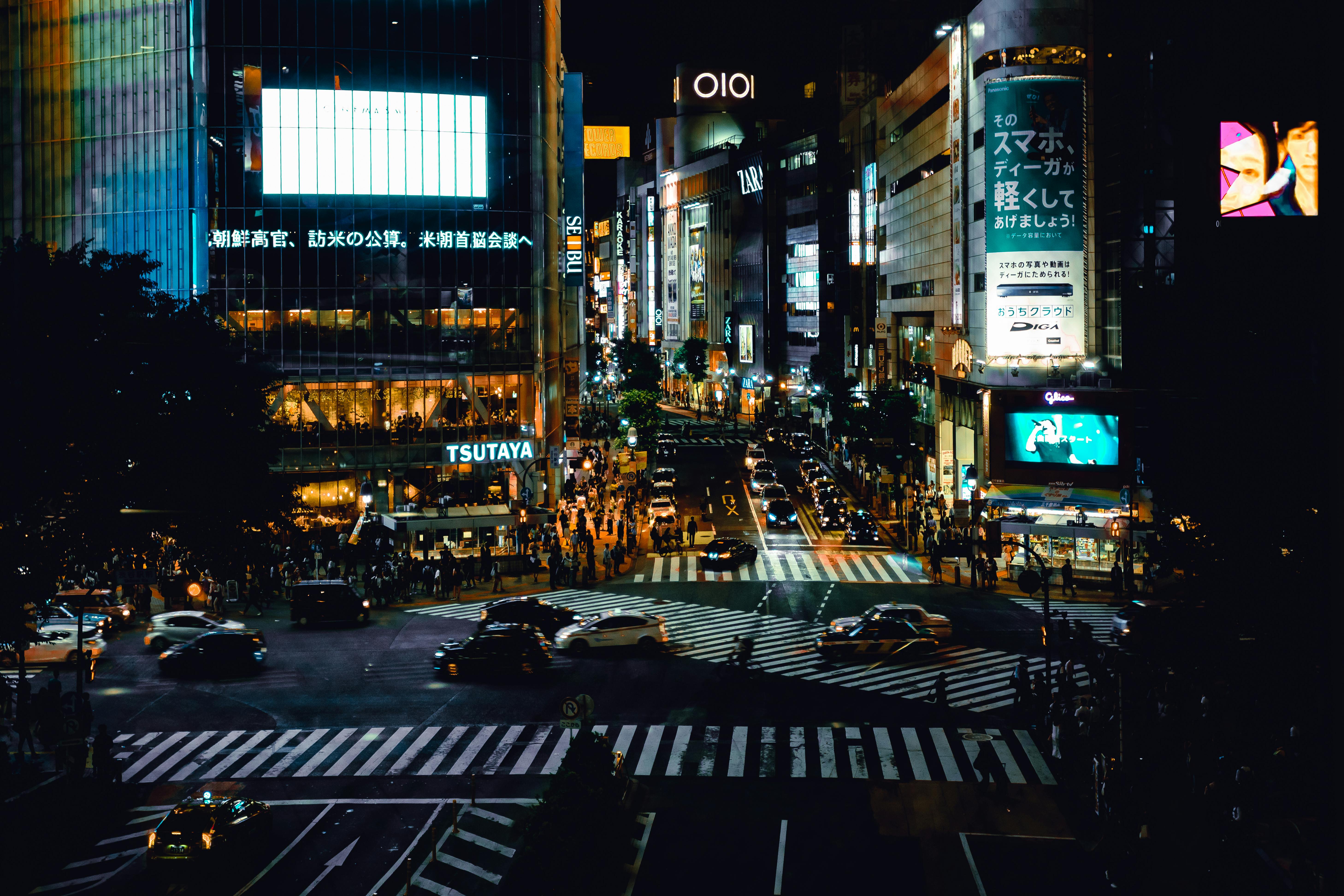 traffic jam scenery during night time