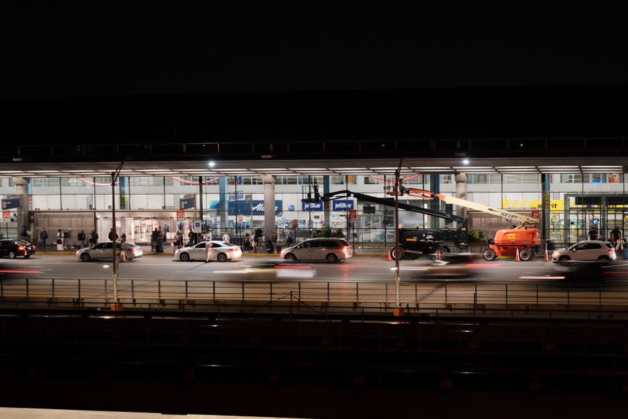 Airport terminal at night for airport transfers