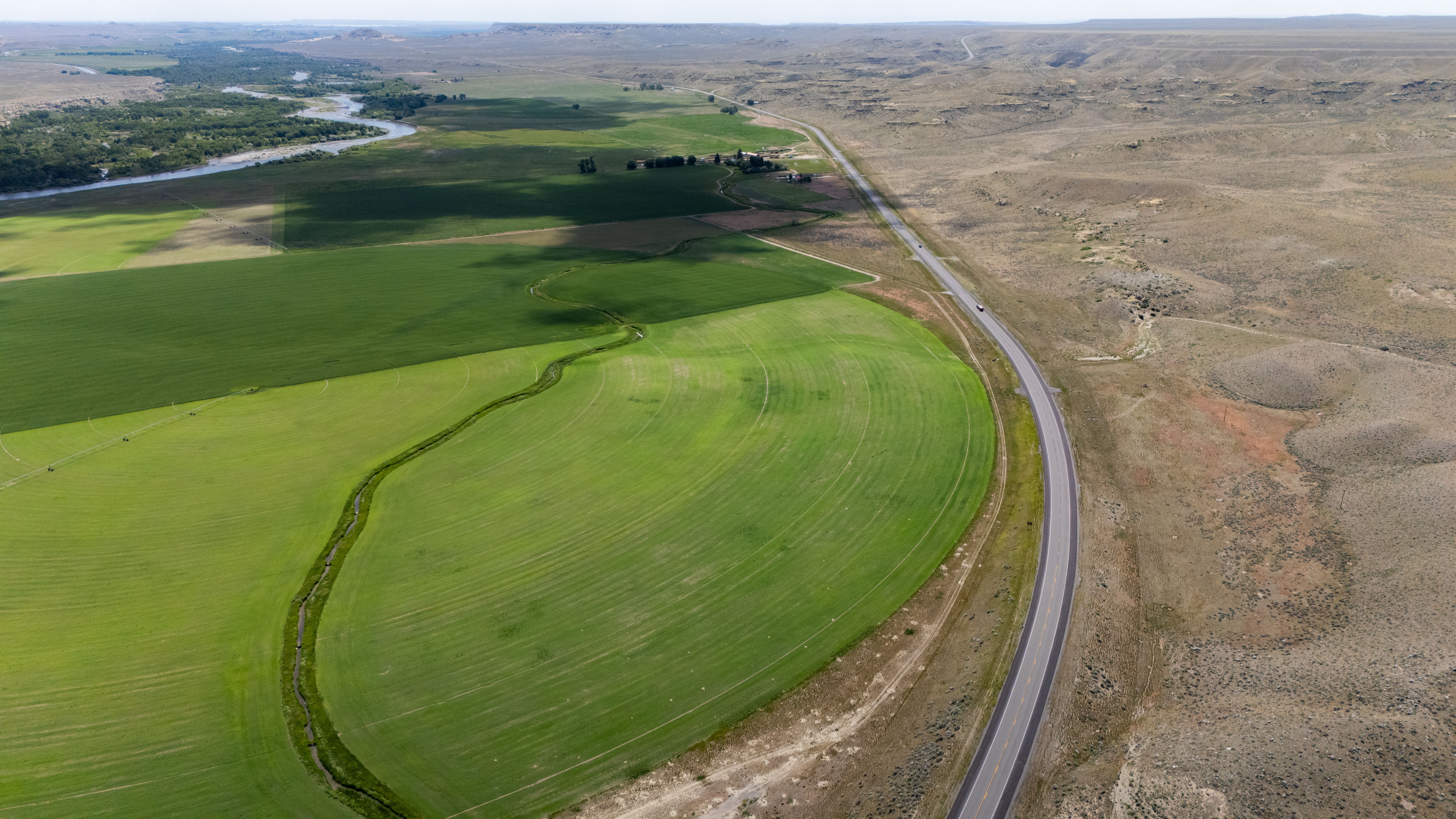 Aerial View of Agricultural Fields and River · Free Stock Photo