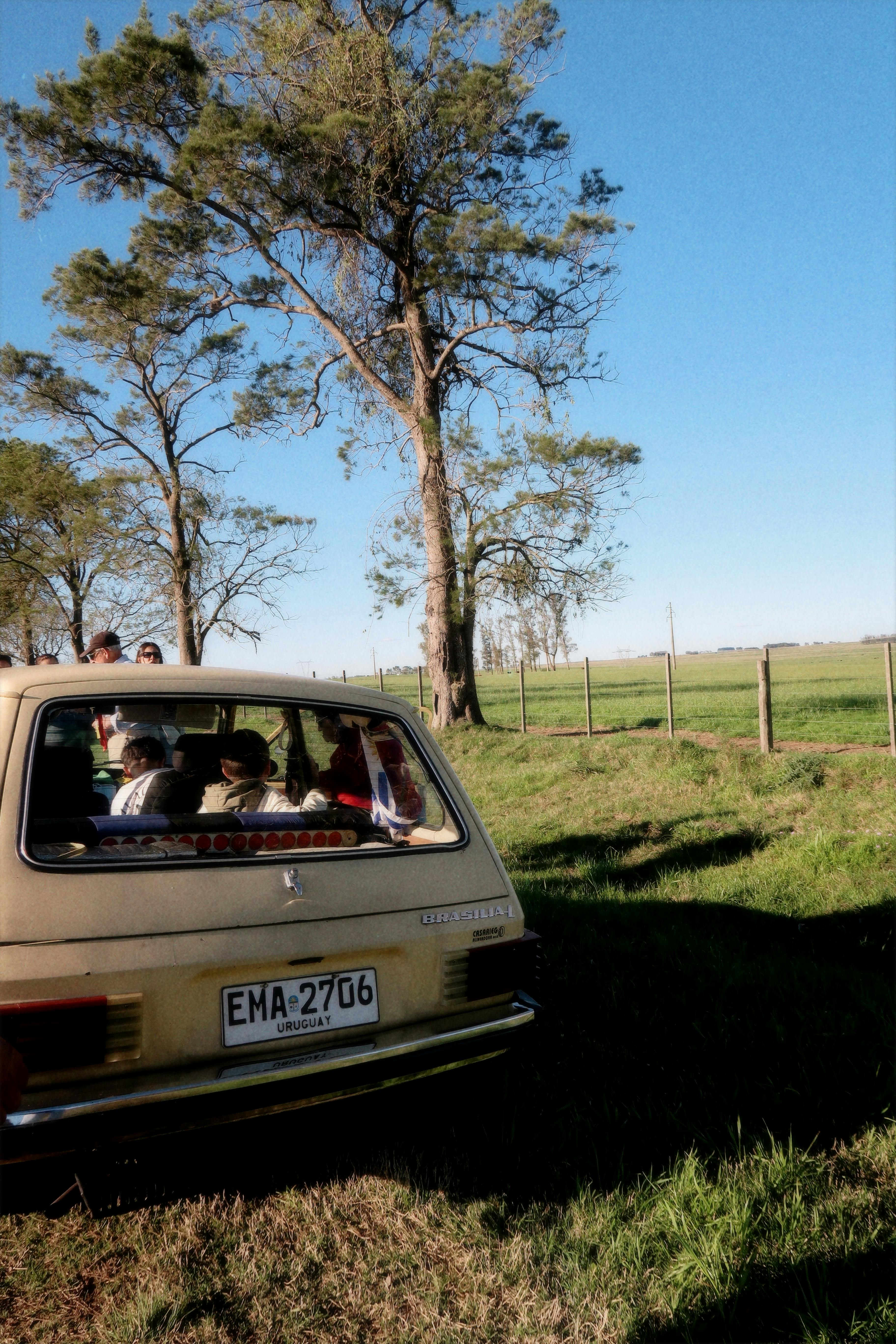 A nostalgic ride in a classic car through the scenic fields of Cerro Largo, Uruguay.