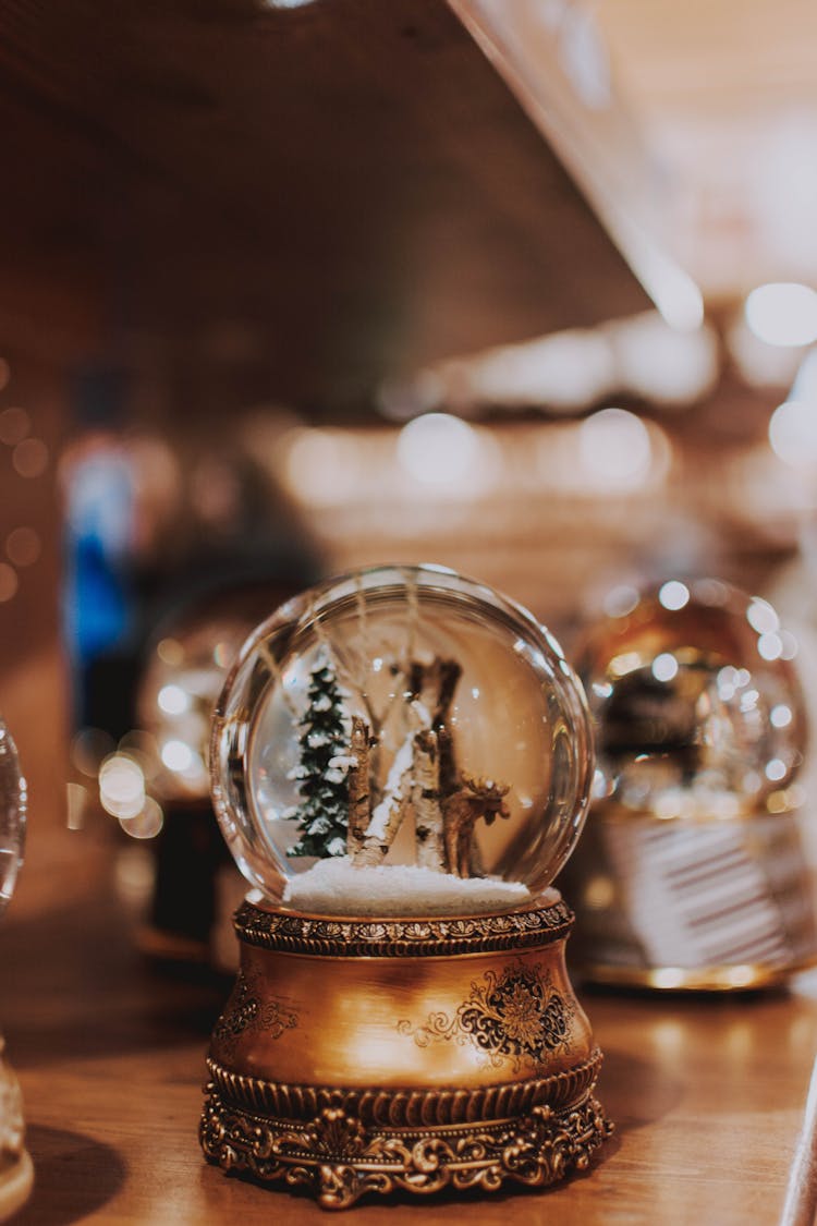 Beautiful Vintage Snow Globe In Christmas Market