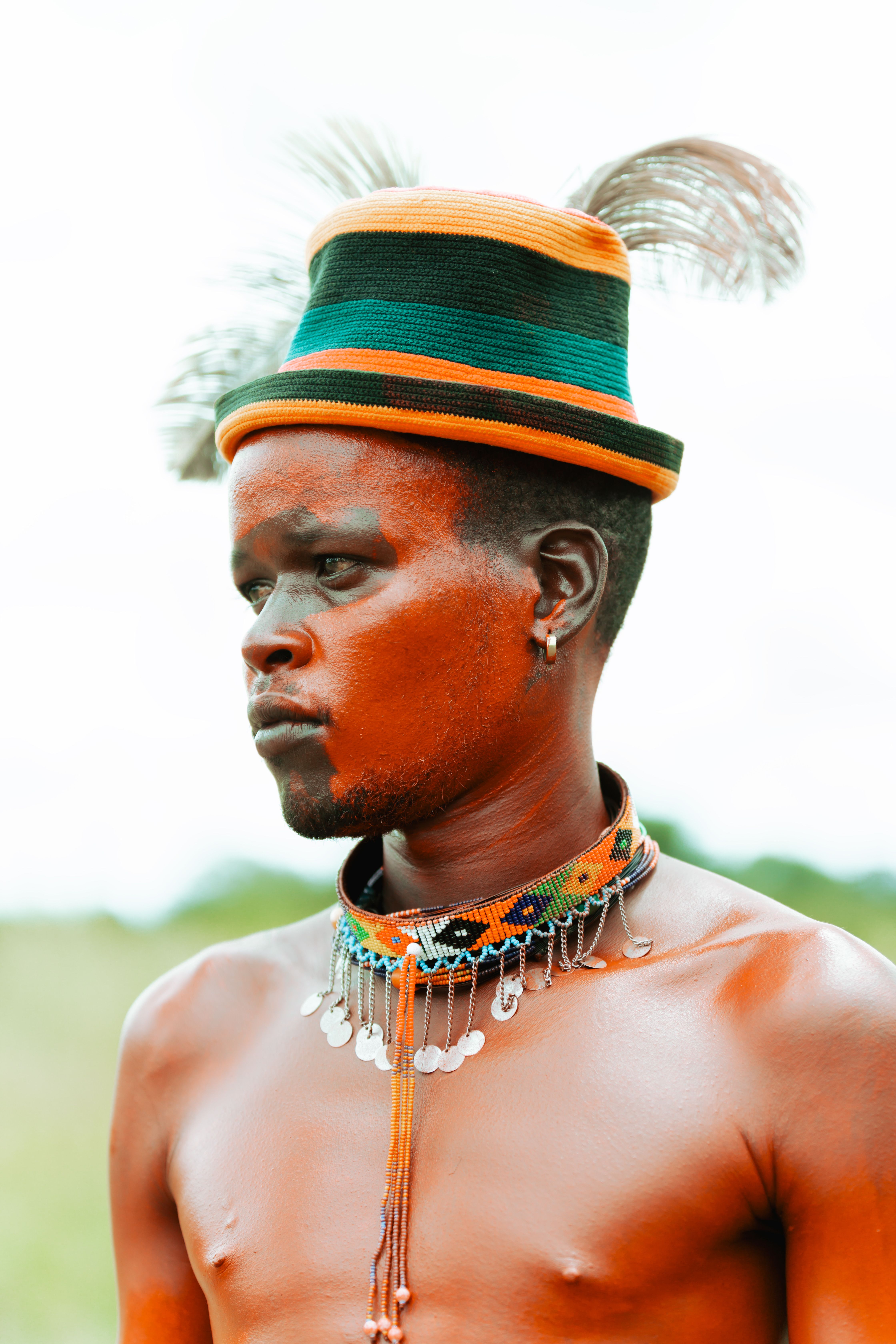 Traditional african attire with beaded jewelry, Zambia