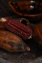 Close-Up of Red Corn and Cacao Pods