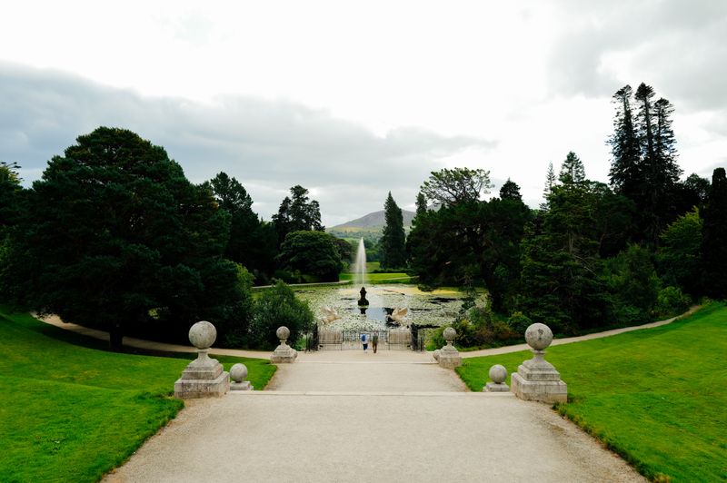 Powerscourt Estate formal Italian gardens with fountain