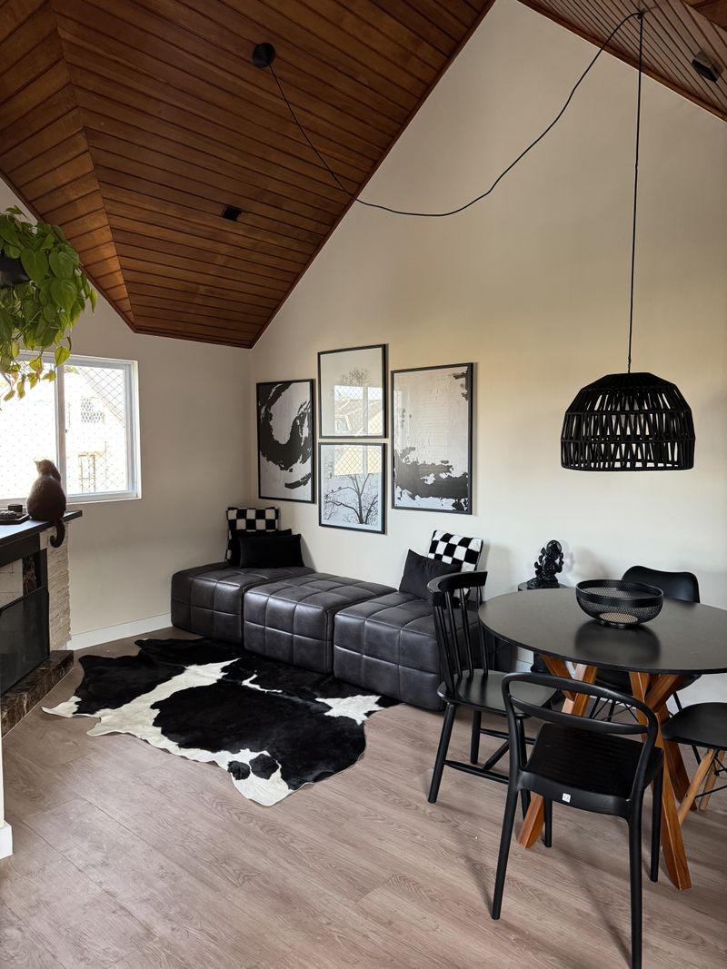 Contemporary room styled with natural leather textures