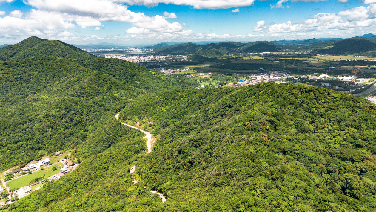 Aerial View of Lush Green Hills and Clear Blue Sky · Free Stock Photo