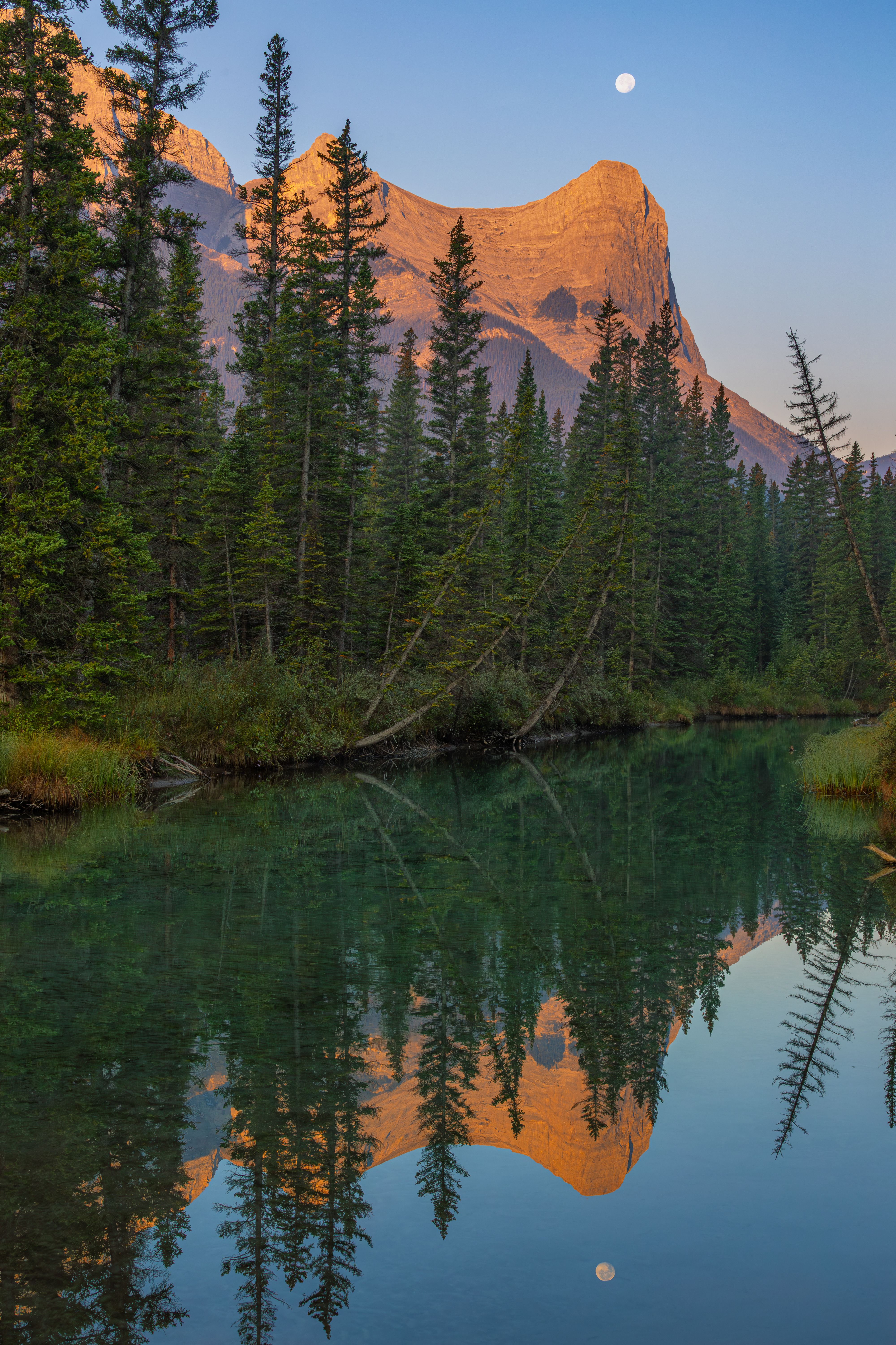 Majestic Mountain Reflection at Sunrise in Canmore · Free Stock Photo