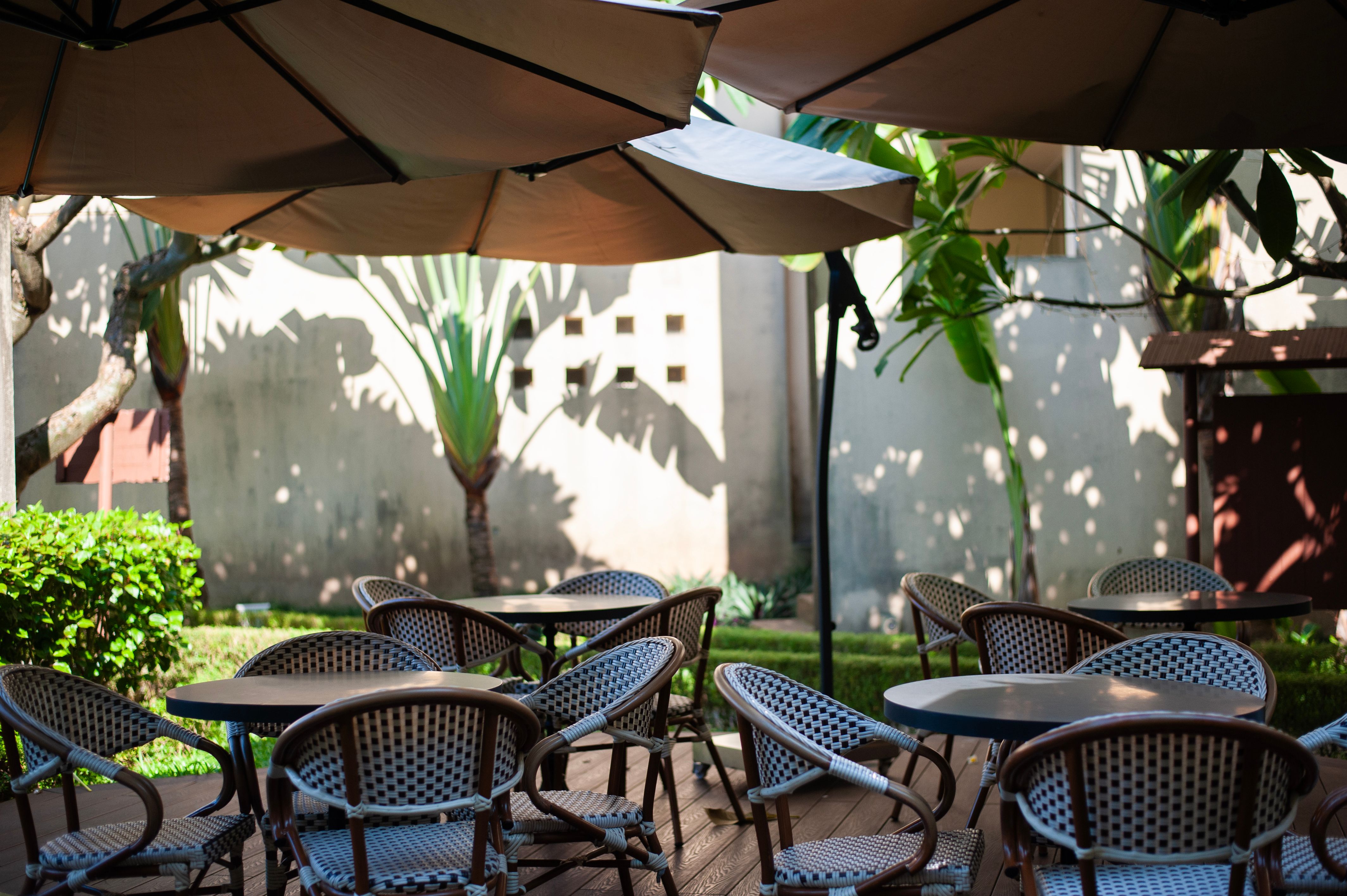 Sunlit café terrace
