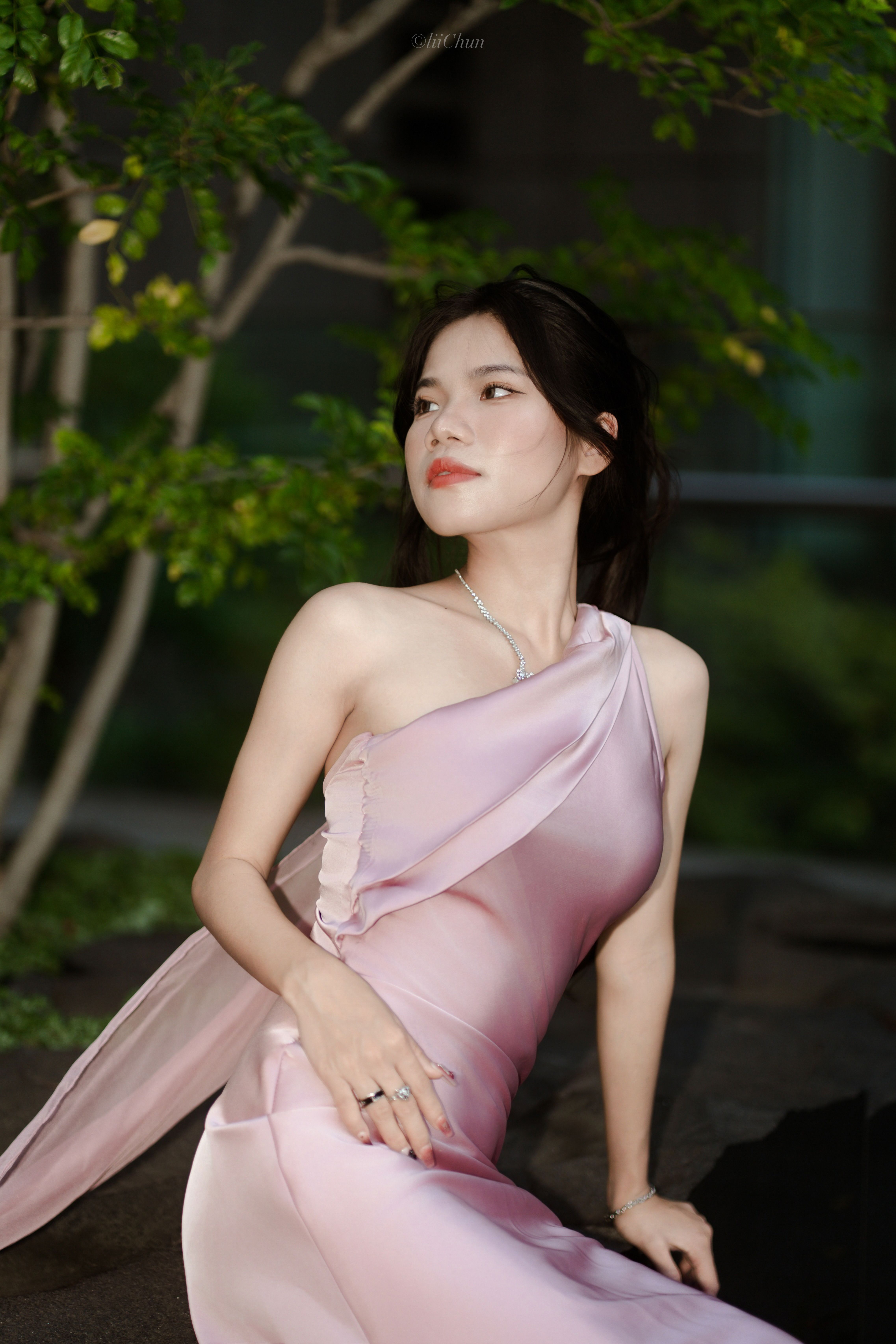 Elegant Woman in Pink Dress Outdoors · Free Stock Photo