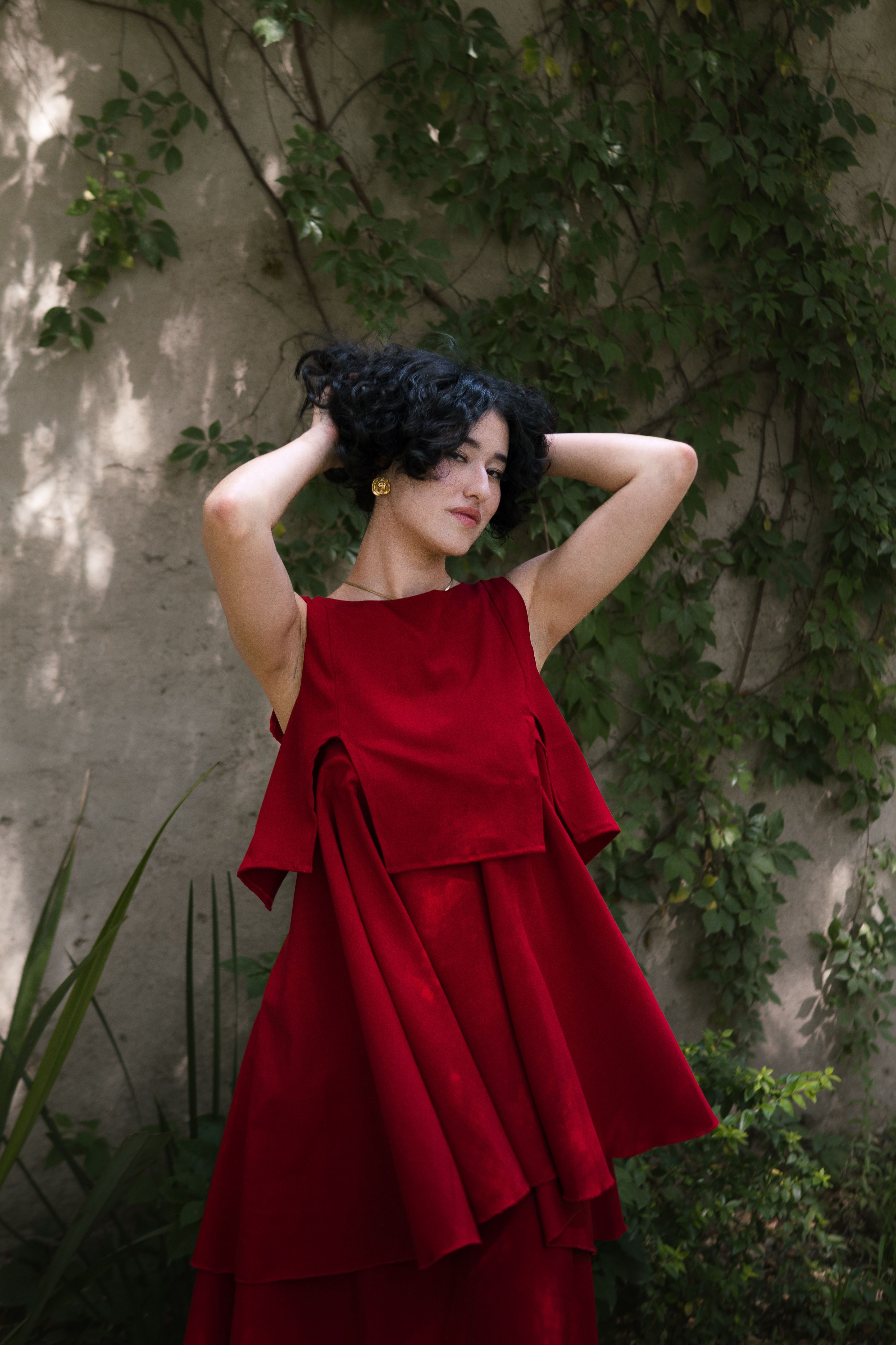 Elegant Portrait of Woman in Red Dress Outdoors · Free Stock Photo